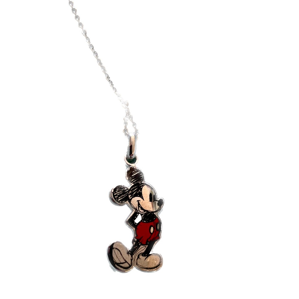 NWOT Disney Mickey Mouse silver-like chain necklace with brass charm. OS